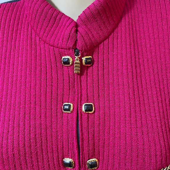 St. John zip Up Sweater Jacket W/Chains Sz 14 - Picture 3 of 14